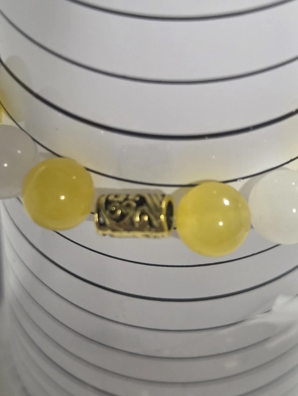 Handcrafted Kids Yellow & White Beaded Bracelet - Fantastic Letter Beads - Picture 7 of 7